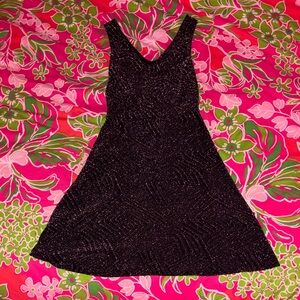 Aqua Black Glitter A-Line Women's Dress